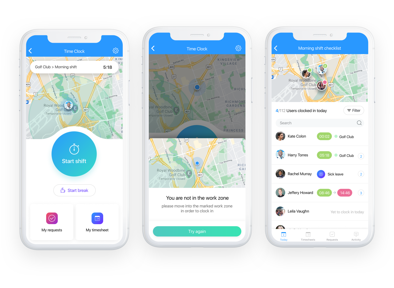 Time clock app for staffing agencies